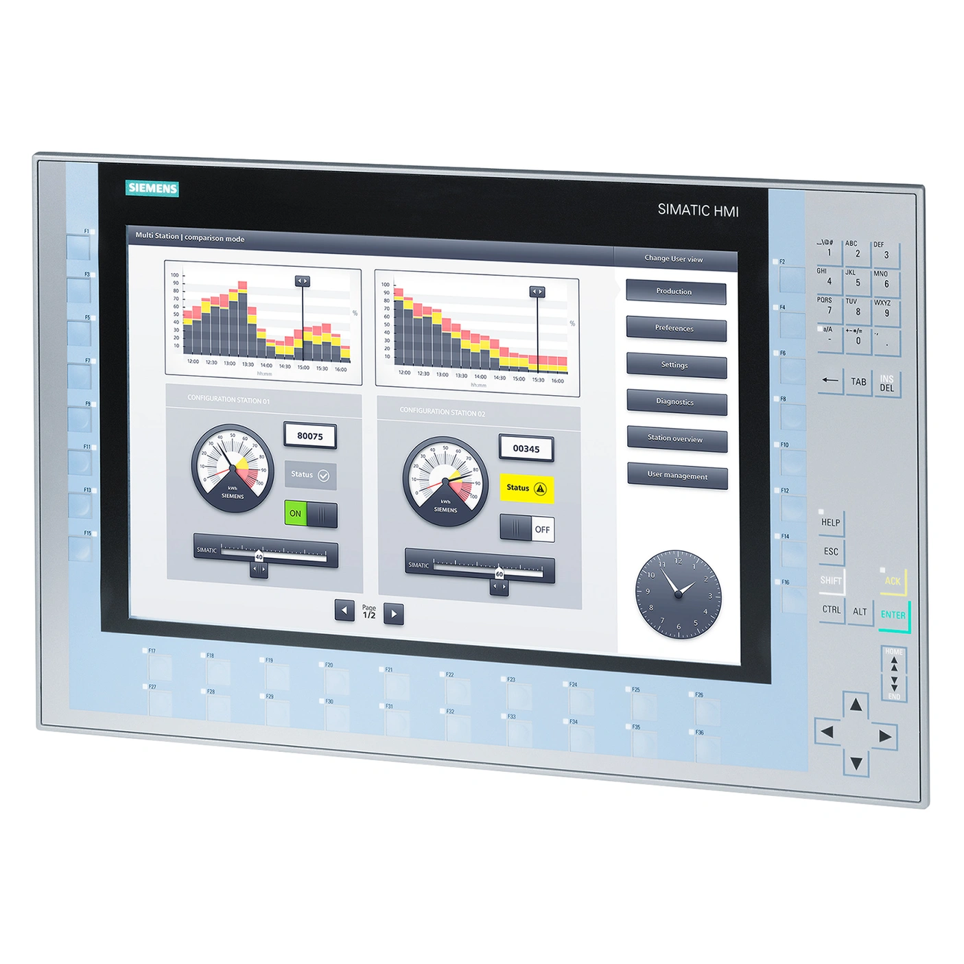 SIEMENS 6AV2124-1QC02-0AX1, HMI, Operator Panels mit Key, K1161183, Bild 1