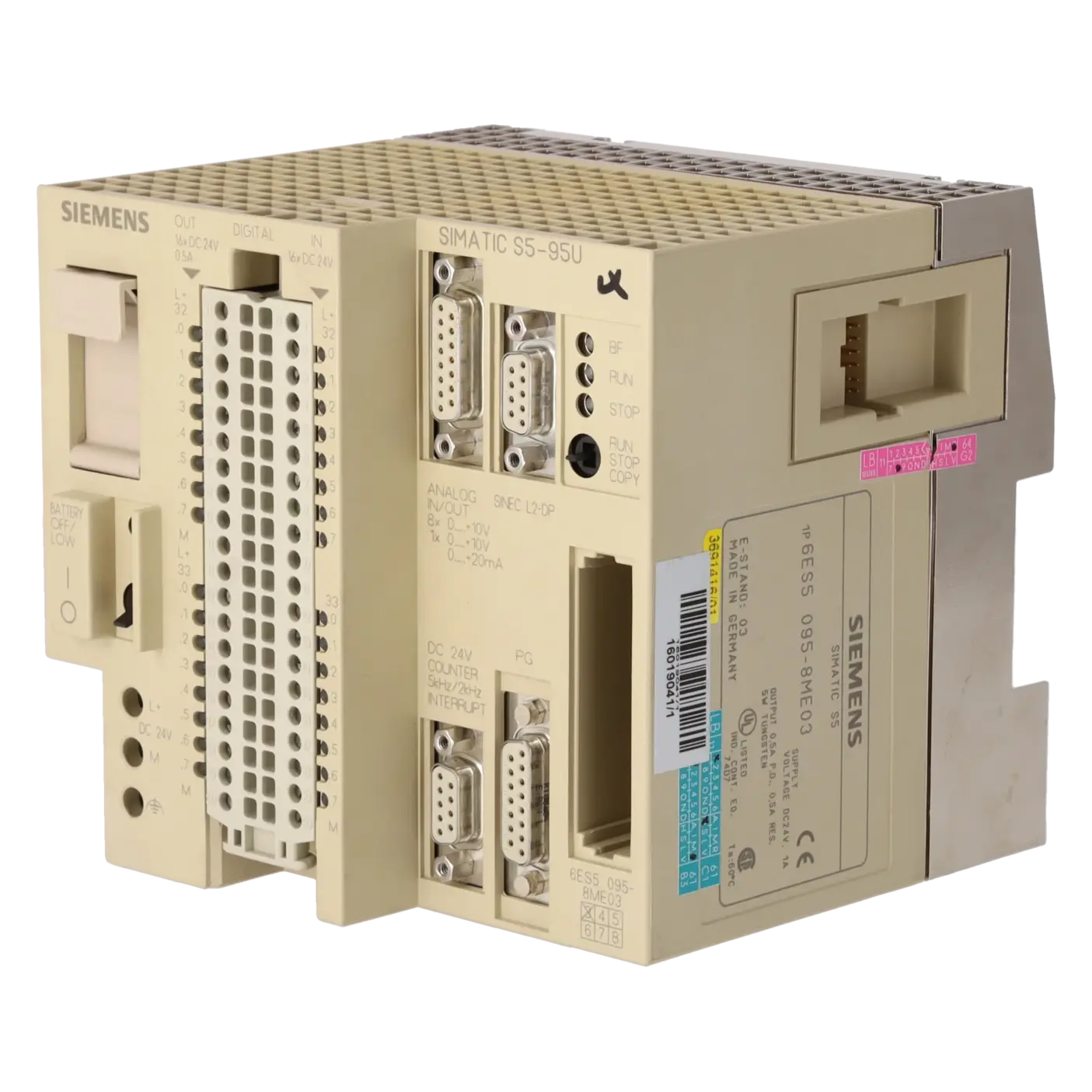 SIEMENS 6ES5095-8ME03, PLC Controls, Central Processing Units, K0117389, Image 2