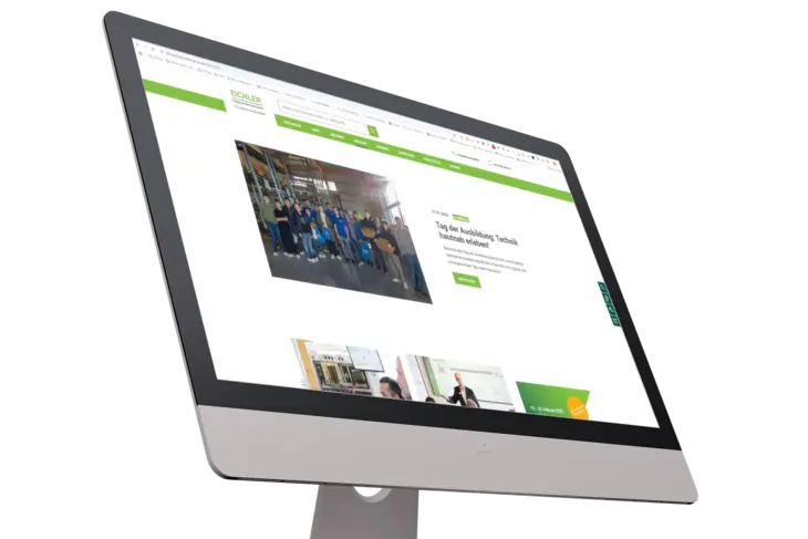 Großer Monitor mit Startseite des Eichler Webshop für Automatisierungstechnik