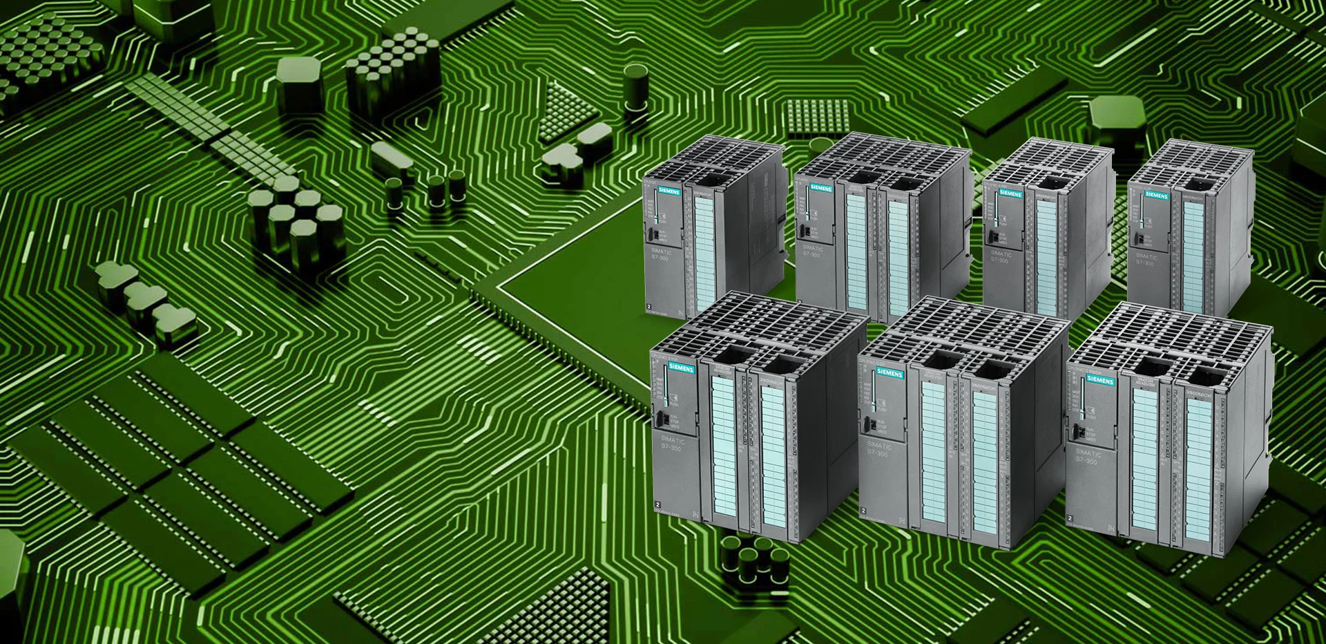 Various Siemens SIMATIC S7-300 modules side by side